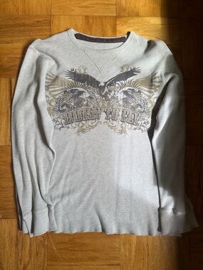 Born To Fly Graphic Crewneck Sweater - Light Gray